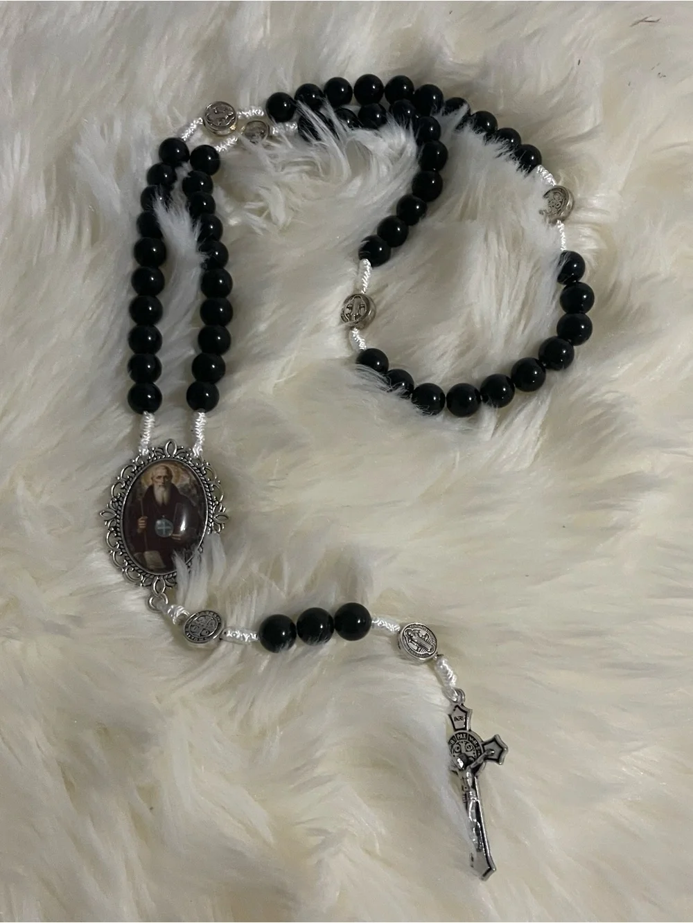 handmade st. benedict rosary | black onyx beads | catholic prayer rosary | st.m